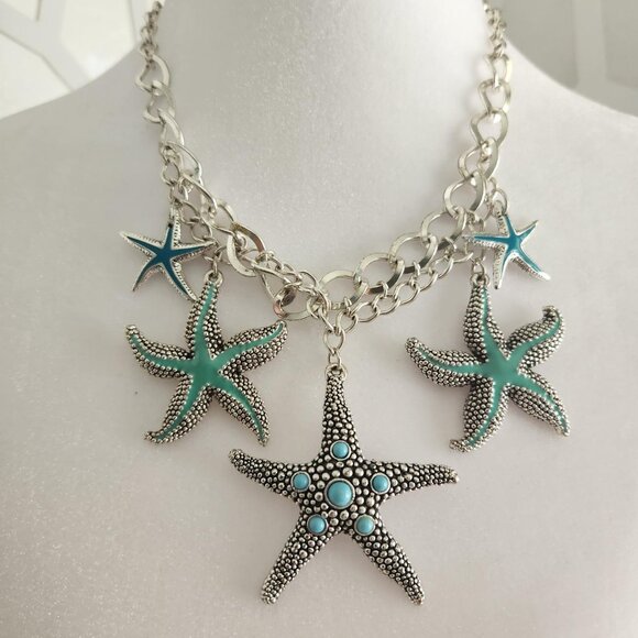 Hand Crafted Accessories - Beautiful Starfish Necklace and Earrings set Handcrafted